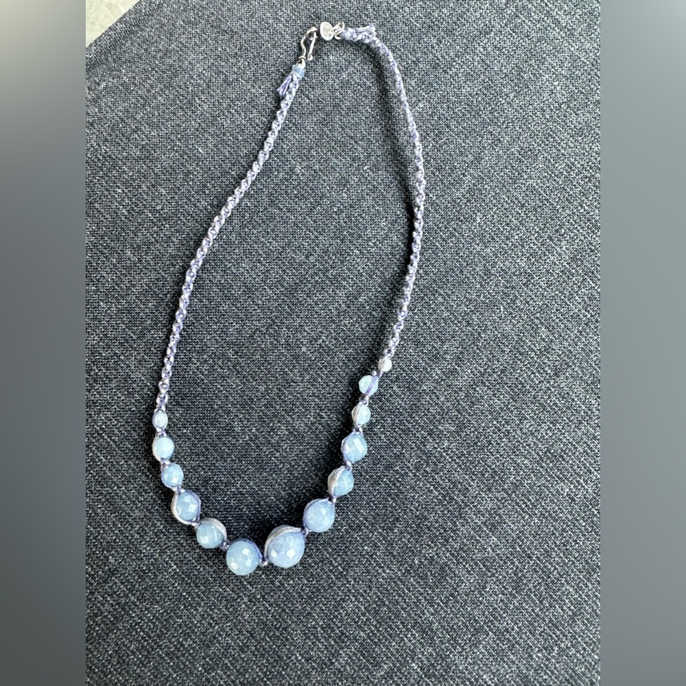 Chan Luu necklace. Blue beads and rope chain. Metal closure